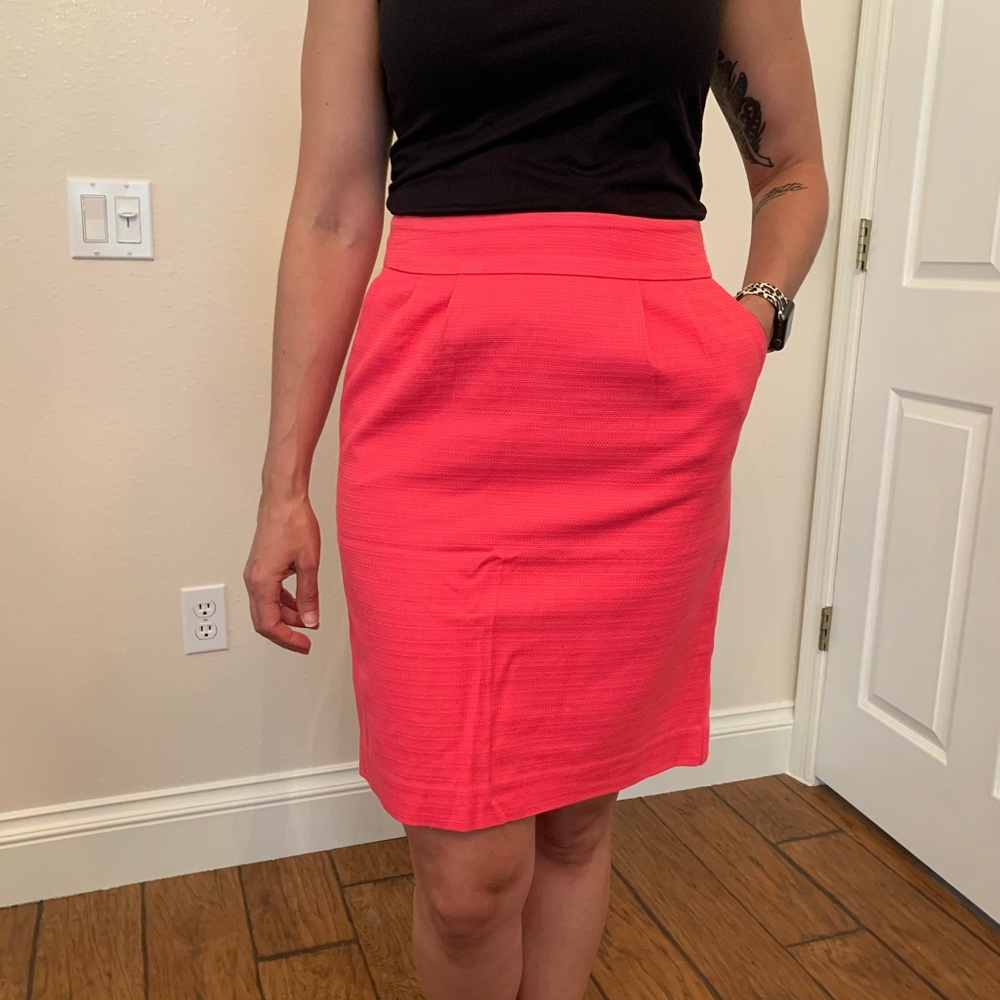Coral Tweed Skirt with pockets